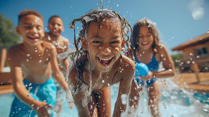 Kids playing and splashing during Legacy Social activities